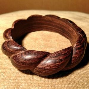 3/$75 VNTG wood BANGLE bracelet rope SMALL 6"